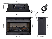 Einbau-Elektrokamineinsatz ArtiFlame AF22 – Breite ≈ 60 cm, 3D-Flammeneffekt, LED-Beleuchtung, Heizfunktion - 5-5M