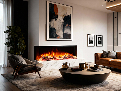 Einbau-Elektrokamineinsatz ArtiFlame AF50TS – dreiseitig, Breite 125 cm, 3D-Flammeneffekt, Heizfunktion, WLAN