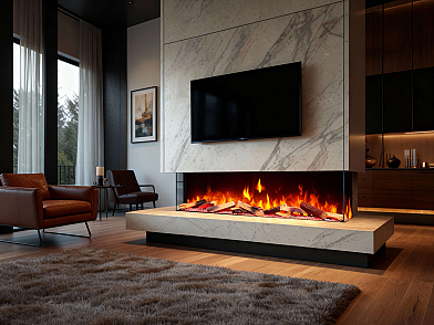 Einbau-Elektrokamineinsatz ArtiFlame AF50TS – dreiseitig, Breite 125 cm, 3D-Flammeneffekt, Heizfunktion, WLAN