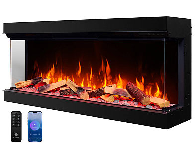 Einbau-Elektrokamineinsatz ArtiFlame AF50TS – dreiseitig, Breite 125 cm, 3D-Flammeneffekt, Heizfunktion, WLAN
