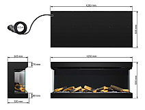 Einbau-Elektrokamineinsatz ArtiFlame AF50TS – dreiseitig, Breite 125 cm, 3D-Flammeneffekt, Heizfunktion, WLAN - 8-8M