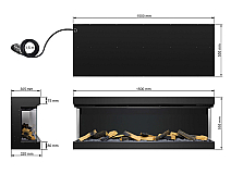 Einbau-Elektrokamineinsatz ArtiFlame AF60TS – dreiseitig, Breite 150 cm, 3D-Flammeneffekt, Heizfunktion, WLAN - 8-8M