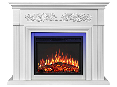 Elektrokamin ArtiFlame Monferrato AF24 – weiß, freistehend, MDF-Verkleidung, 3D-Flammeneffekt, LED-Beleuchtung, Heizfunktion
