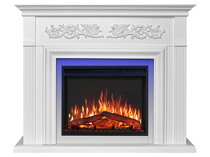 Elektrokamin ArtiFlame Monferrato AF24 – weiß, freistehend, MDF-Verkleidung, 3D-Flammeneffekt, LED-Beleuchtung, Heizfunktion - 1-1