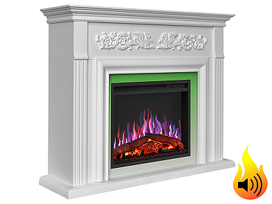 Elektrokamin ArtiFlame Monferrato AF24 – weiß, freistehend, MDF-Verkleidung, 3D-Flammeneffekt, LED-Beleuchtung, Heizfunktion