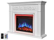 Elektrokamin ArtiFlame Monferrato AF24 – weiß, freistehend, MDF-Verkleidung, 3D-Flammeneffekt, LED-Beleuchtung, Heizfunktion - 3-3M