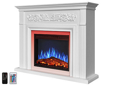 Elektrokamin ArtiFlame Monferrato AF24 – weiß, freistehend, MDF-Verkleidung, 3D-Flammeneffekt, LED-Beleuchtung, Heizfunktion