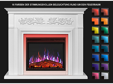 Elektrokamin ArtiFlame Monferrato AF24 – weiß, freistehend, MDF-Verkleidung, 3D-Flammeneffekt, LED-Beleuchtung, Heizfunktion
