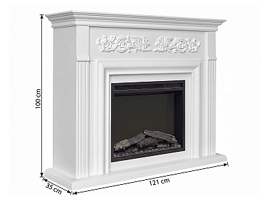 Elektrokamin ArtiFlame Monferrato AF24 – weiß, freistehend, MDF-Verkleidung, 3D-Flammeneffekt, LED-Beleuchtung, Heizfunktion
