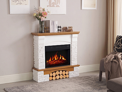 Elektrokamin ArtiFlame Roxwell AF23S – Eiche, freistehend, MDF-Verkleidung, realistischer Flammeneffekt, LED-Beleuchtung, Heizfunktion